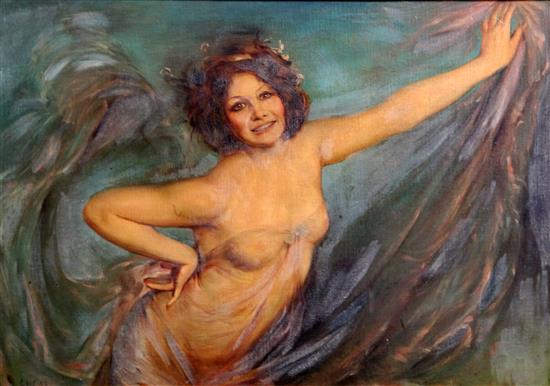 After Marie Felix Hippolyte Lucas Portrait of Loie Fuller, 17.5 x 25in.